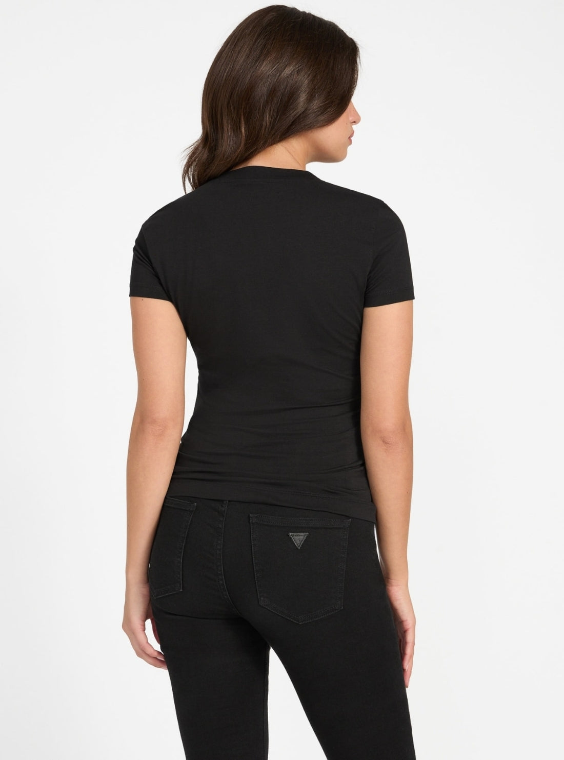 GUESS Womens Eco Black Logo Signature T-Shirt W5YI05J1314 Back View