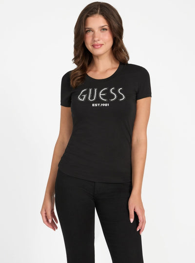 GUESS Womens Eco Black Logo Signature T-Shirt W5YI05J1314 Front View