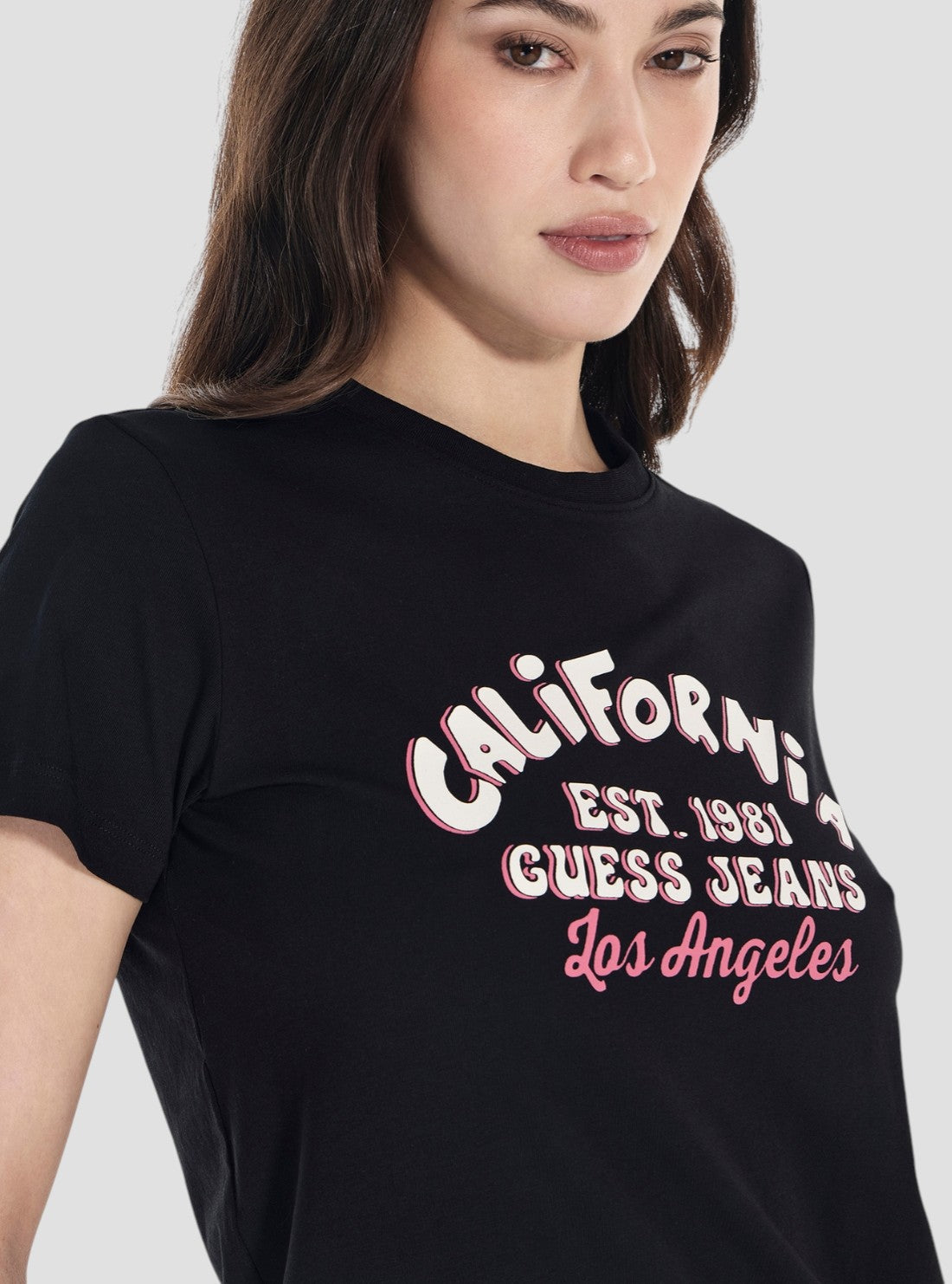Guess Jeans Black Collegiate Printed T-Shirt W5YI23J1314 Detail View