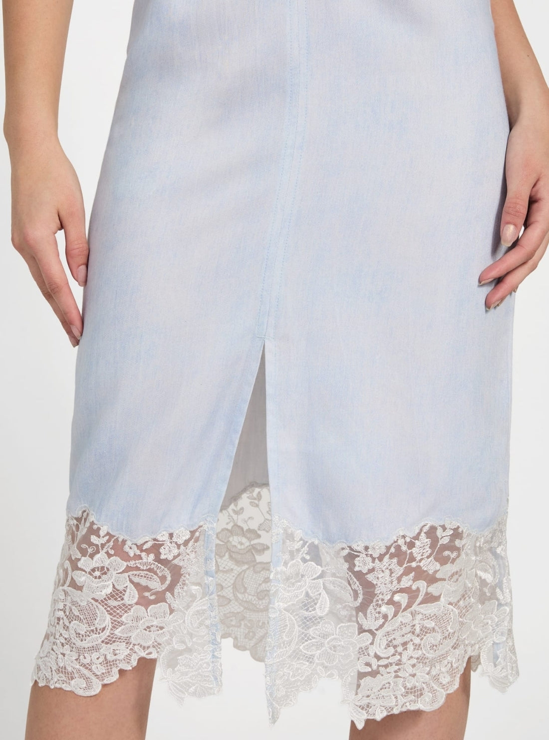 GUESS Womens Blue Aria Denim Midi Dress W5YK41W0310 Detail View