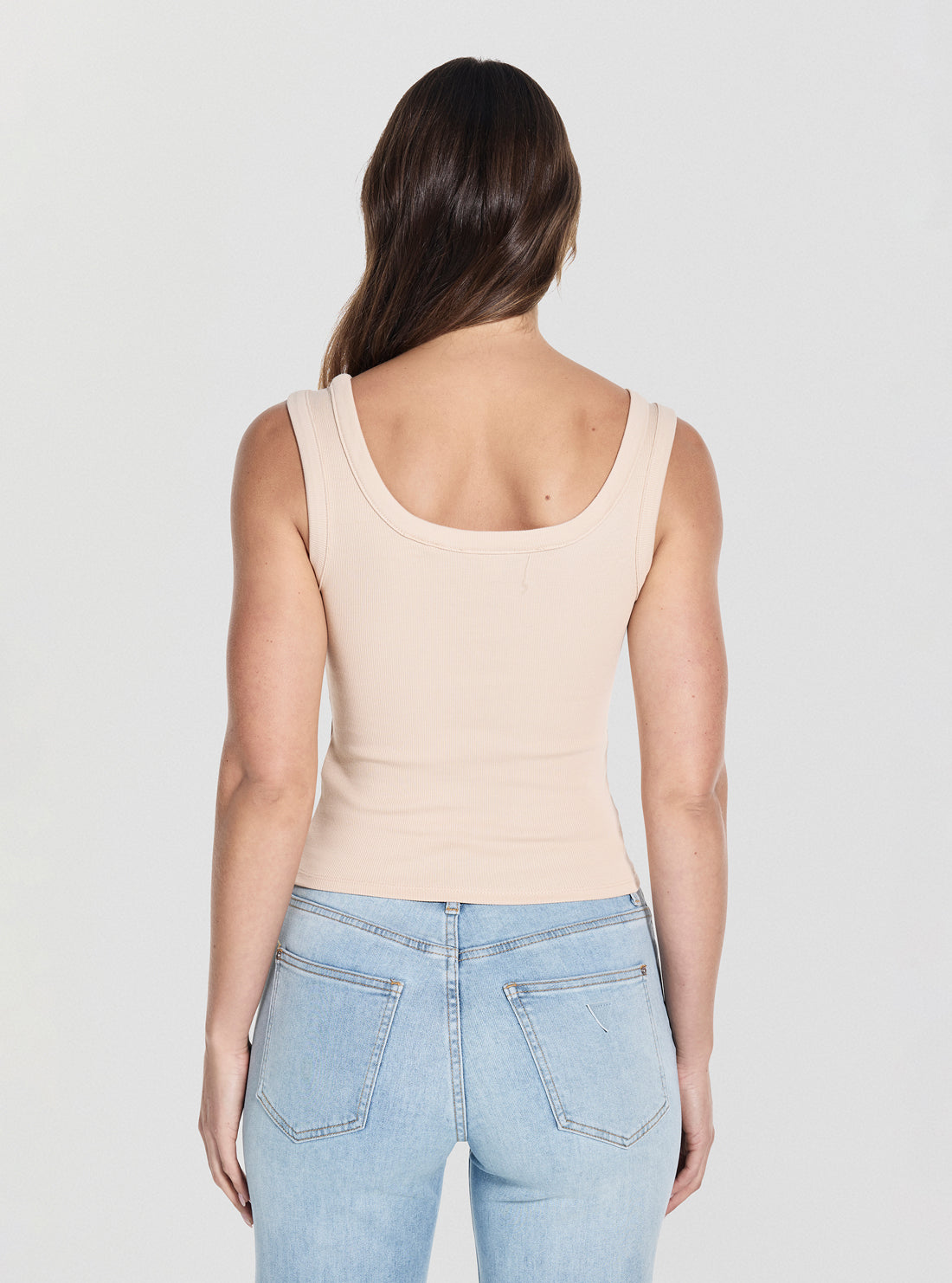 GUESS Womens Eco Beige Triangle Patch Tank Top W5YP54KA0H1 Back View