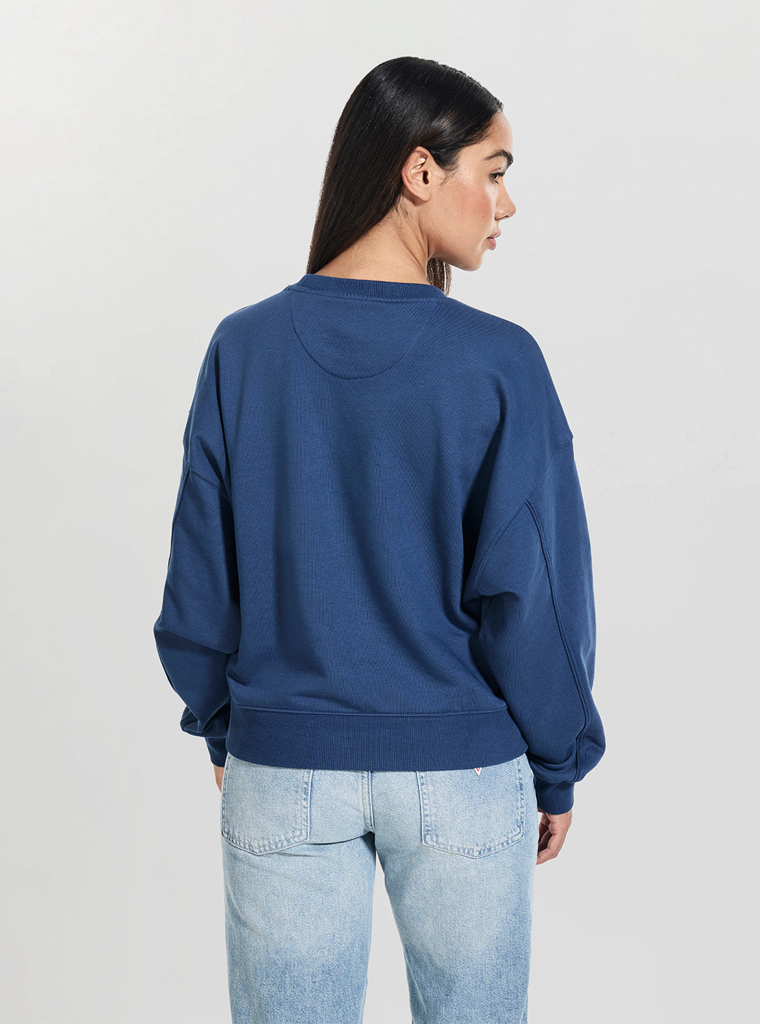 GUESS Womens Blue 4G Logo Hotfix Sweatshirt W5YQ07KB681 Back View