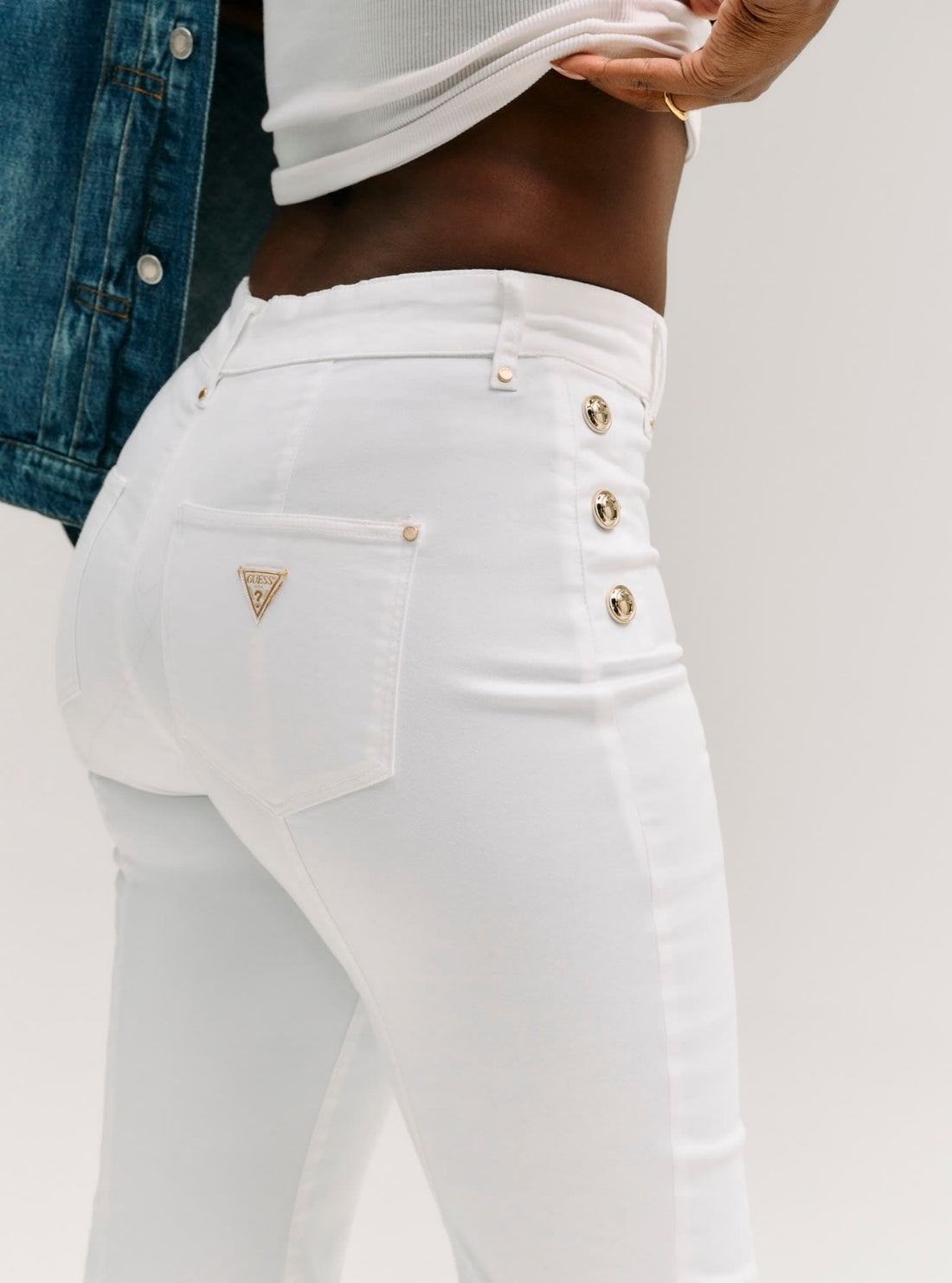GUESS Womens White New Faye Palazzo Pants W6GA0PW2440 Side View