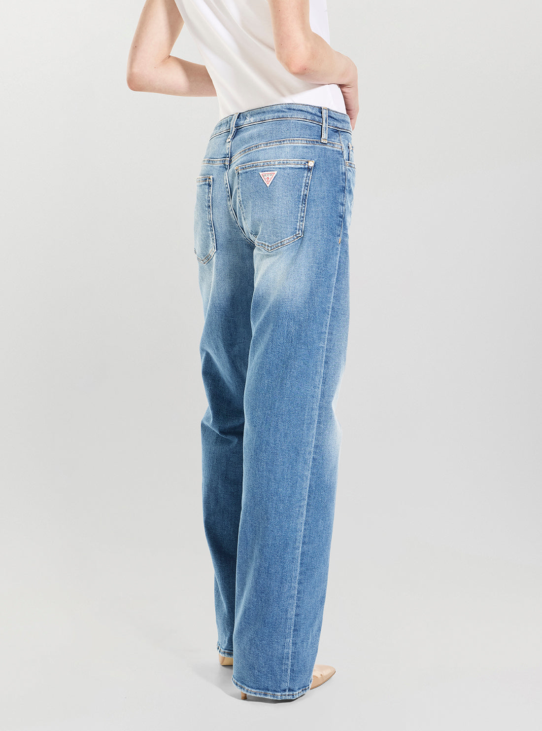 GUESS Womens Low Rise Slouchy Jeans in Medium Wash W6GA1DD1274 Back View