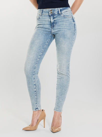 GUESS Womens High-Rise 1981 Skinny Jeans In Sunwash Indigo W6GA1JD1147 Front View