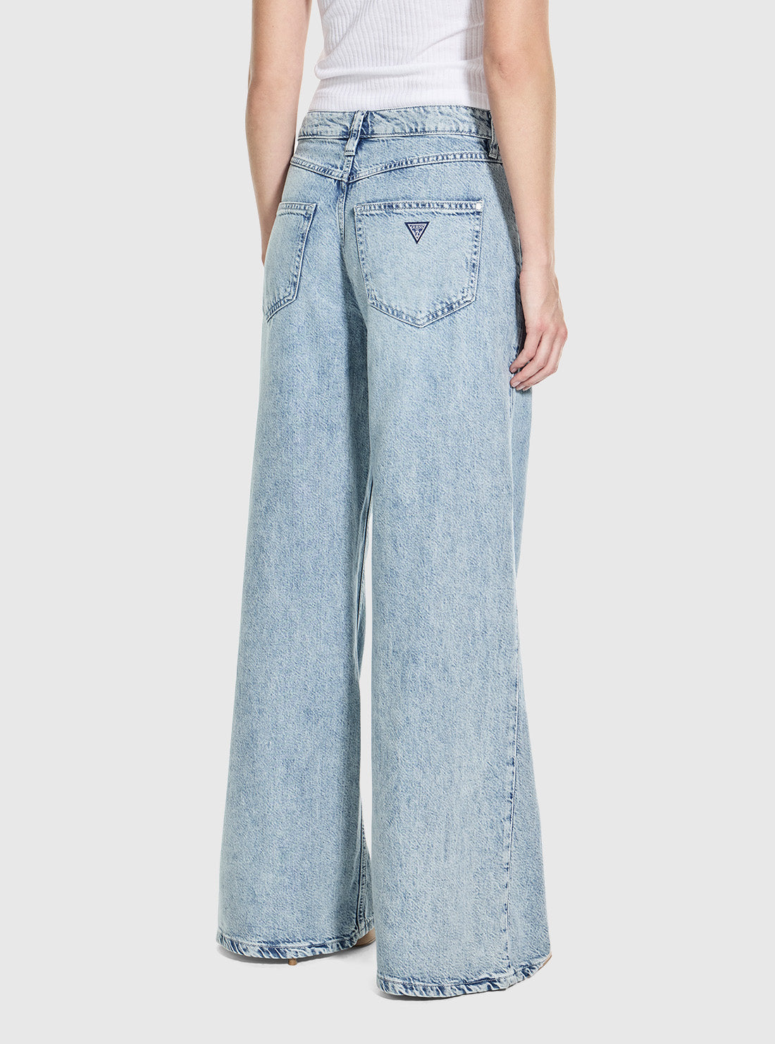GUESS Womens Bellflower Wide Leg Jeans in Light Wash W6GA82D0697 Back View