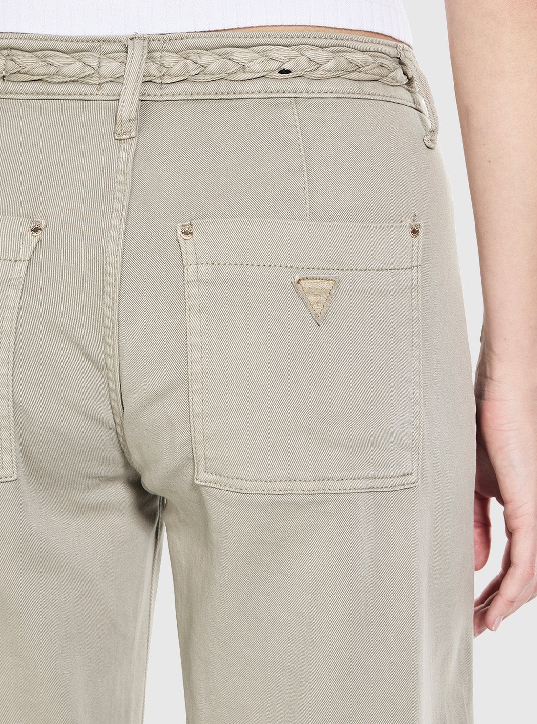 GUESS Womens Mid-Rise Sage Zoya Crop Leg Braided Pants W6GB15W1886 Detail View