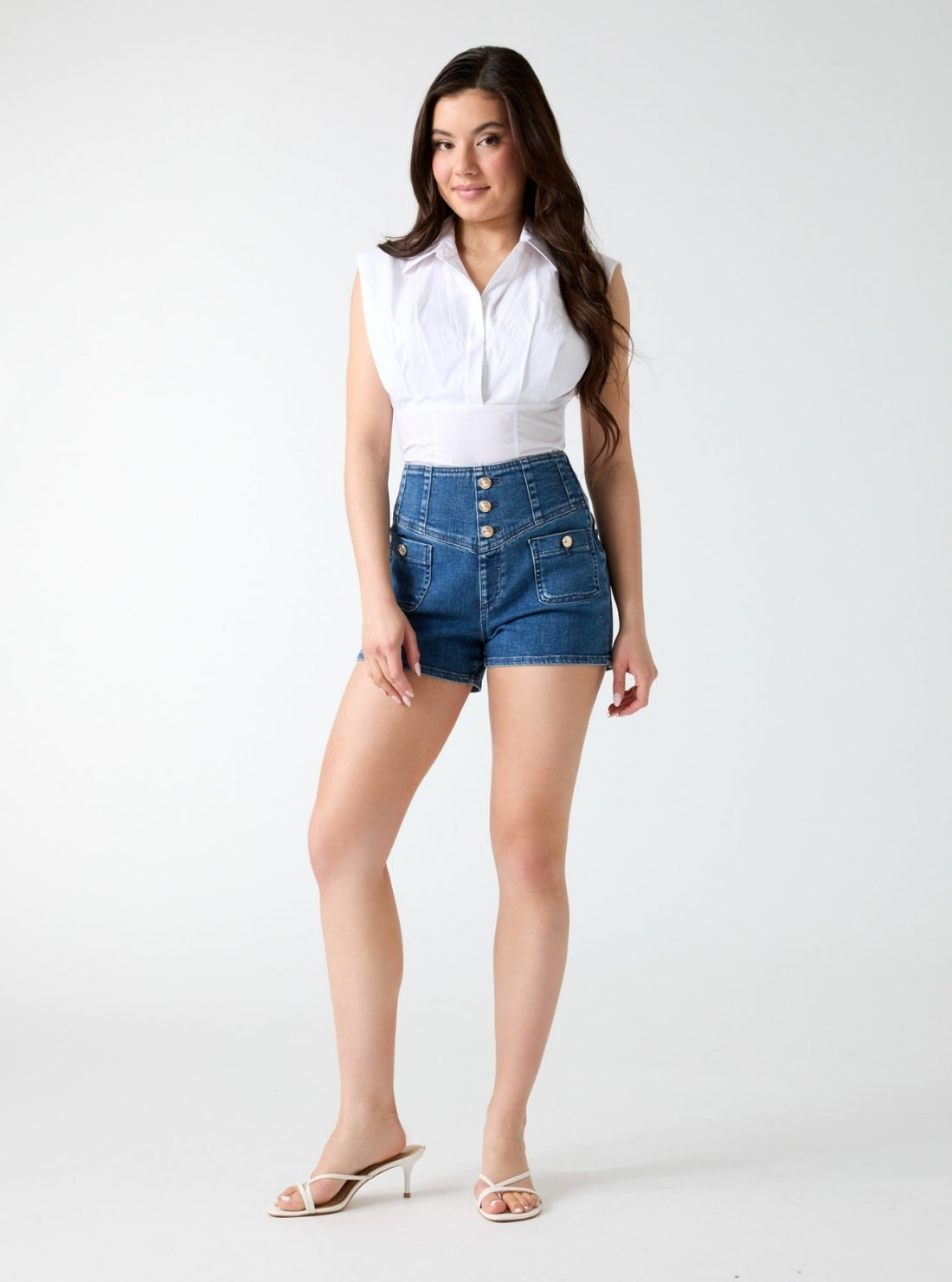 GUESS Womens Blue Janna Denim Shorts W6GD56D0849 Full View
