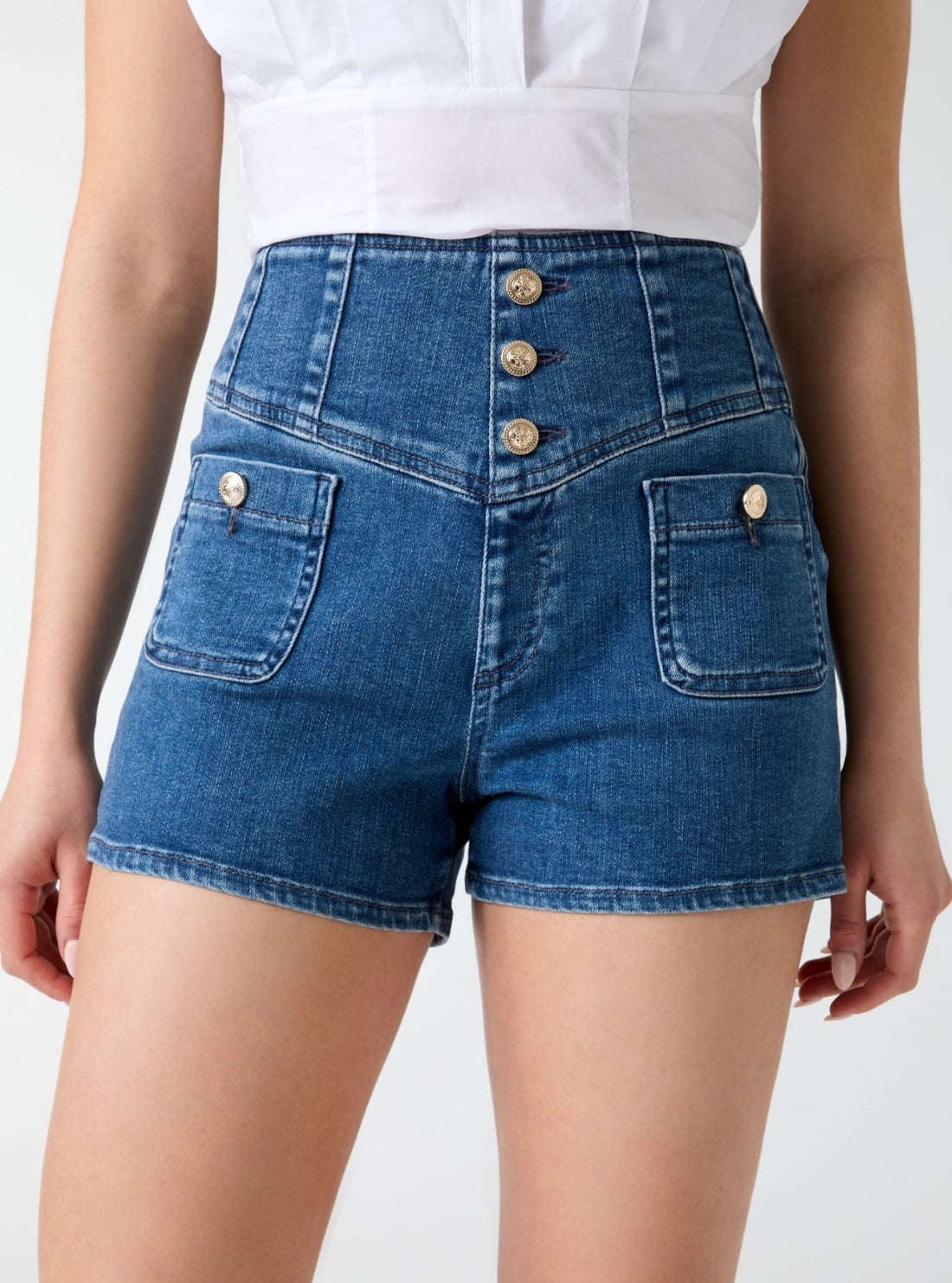 GUESS Womens Blue Janna Denim Shorts W6GD56D0849 Detail View
