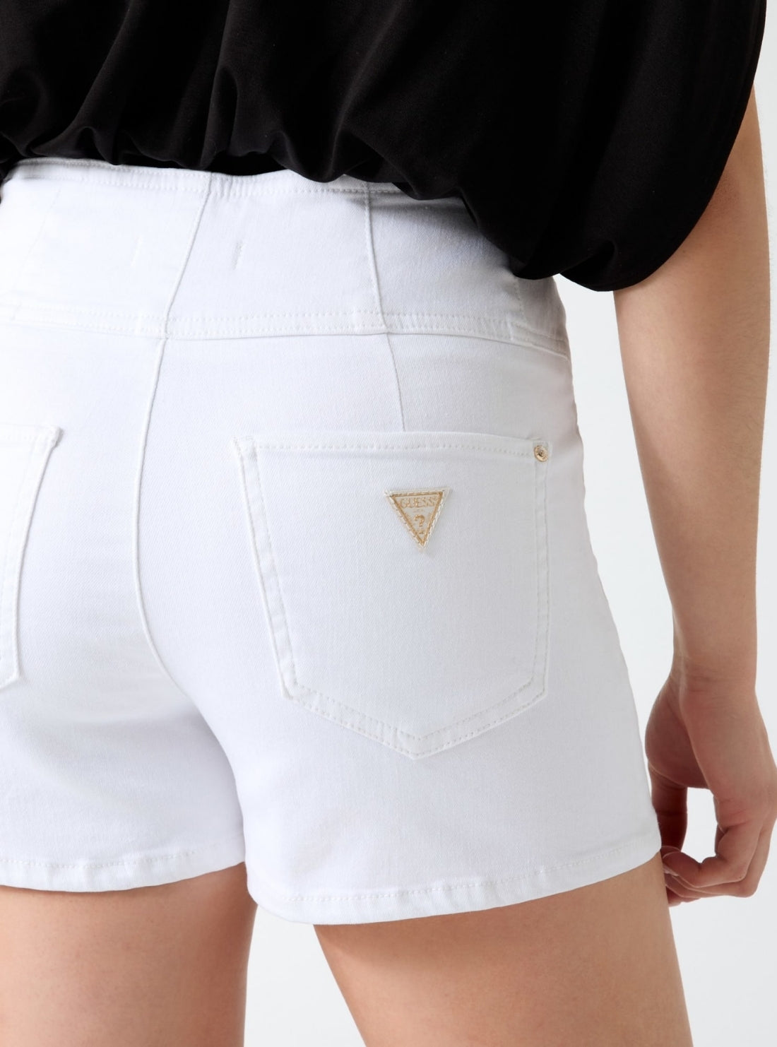 GUESS Womens Eco White Janna Denim Shorts W6GD57D0853 Detail View