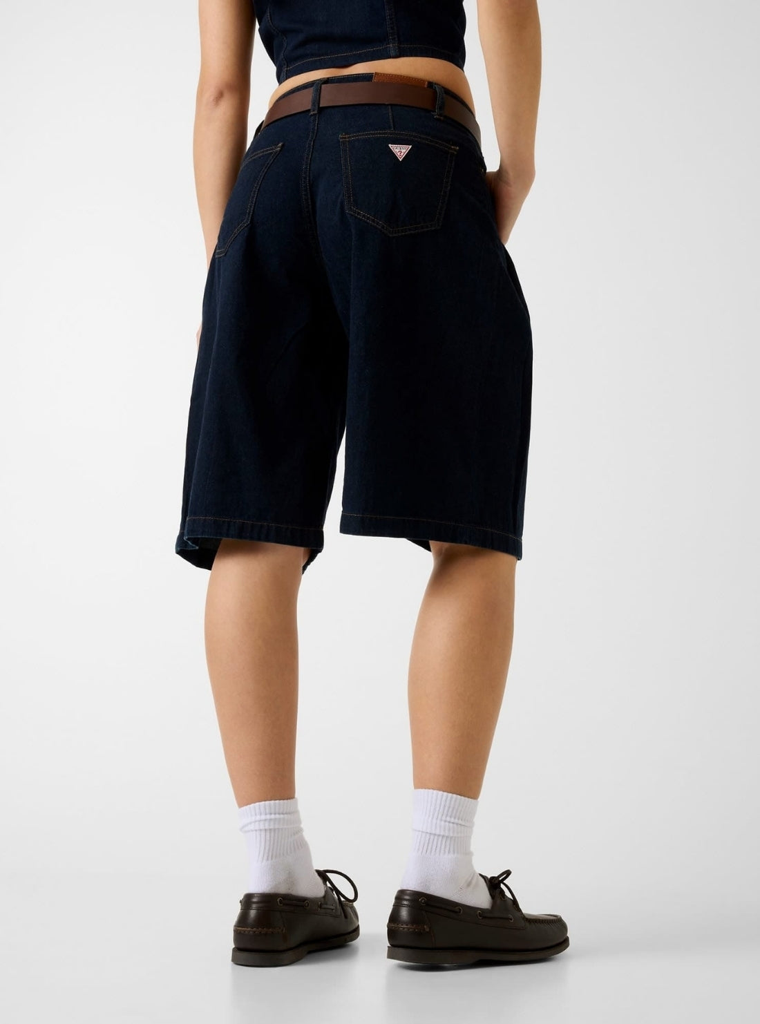 Guess Jeans Classic Pleated Bermuda Shorts in Dark Wash