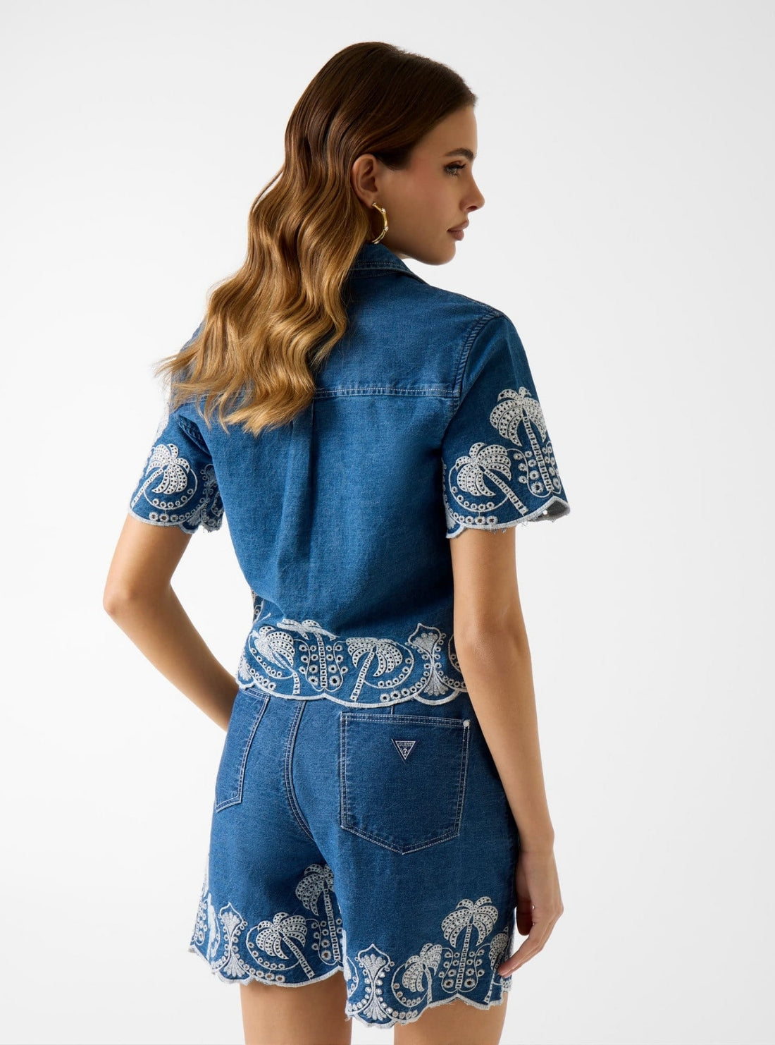 GUESS Womens Blue Petra Denim Shirt W6GH15D0687 Back View