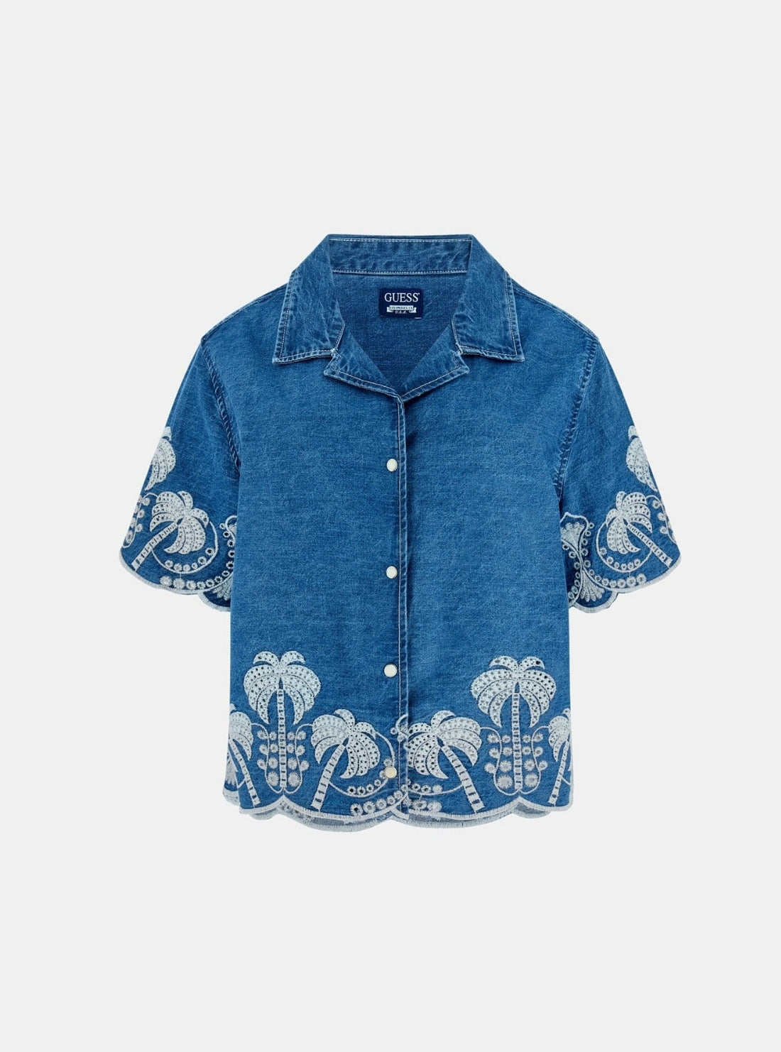 GUESS Womens Blue Petra Denim Shirt W6GH15D0687 Flatlay