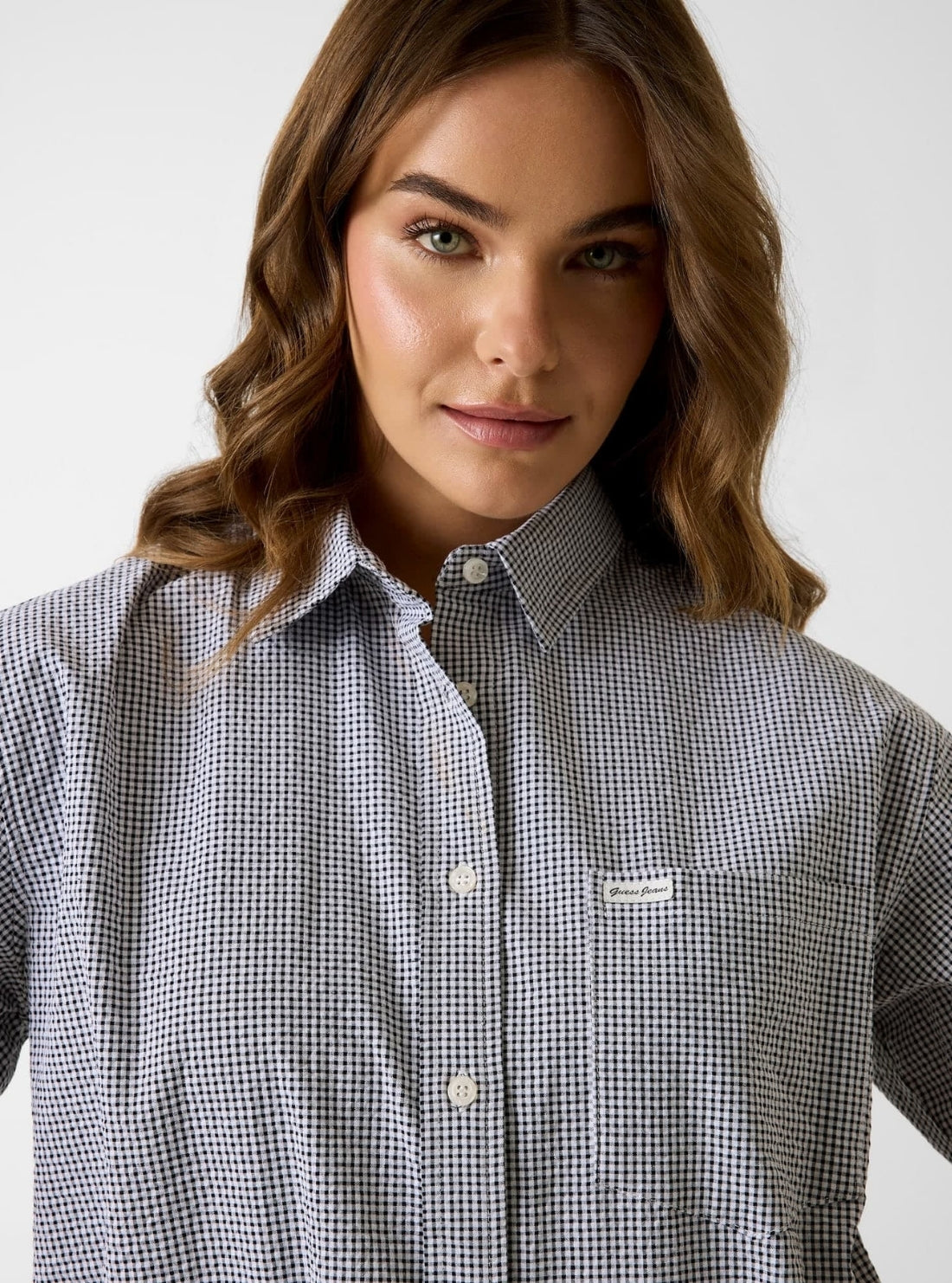 Guess Jeans Multi Gingham Boxy Shirt W6GHZ8WFC01 Detail View