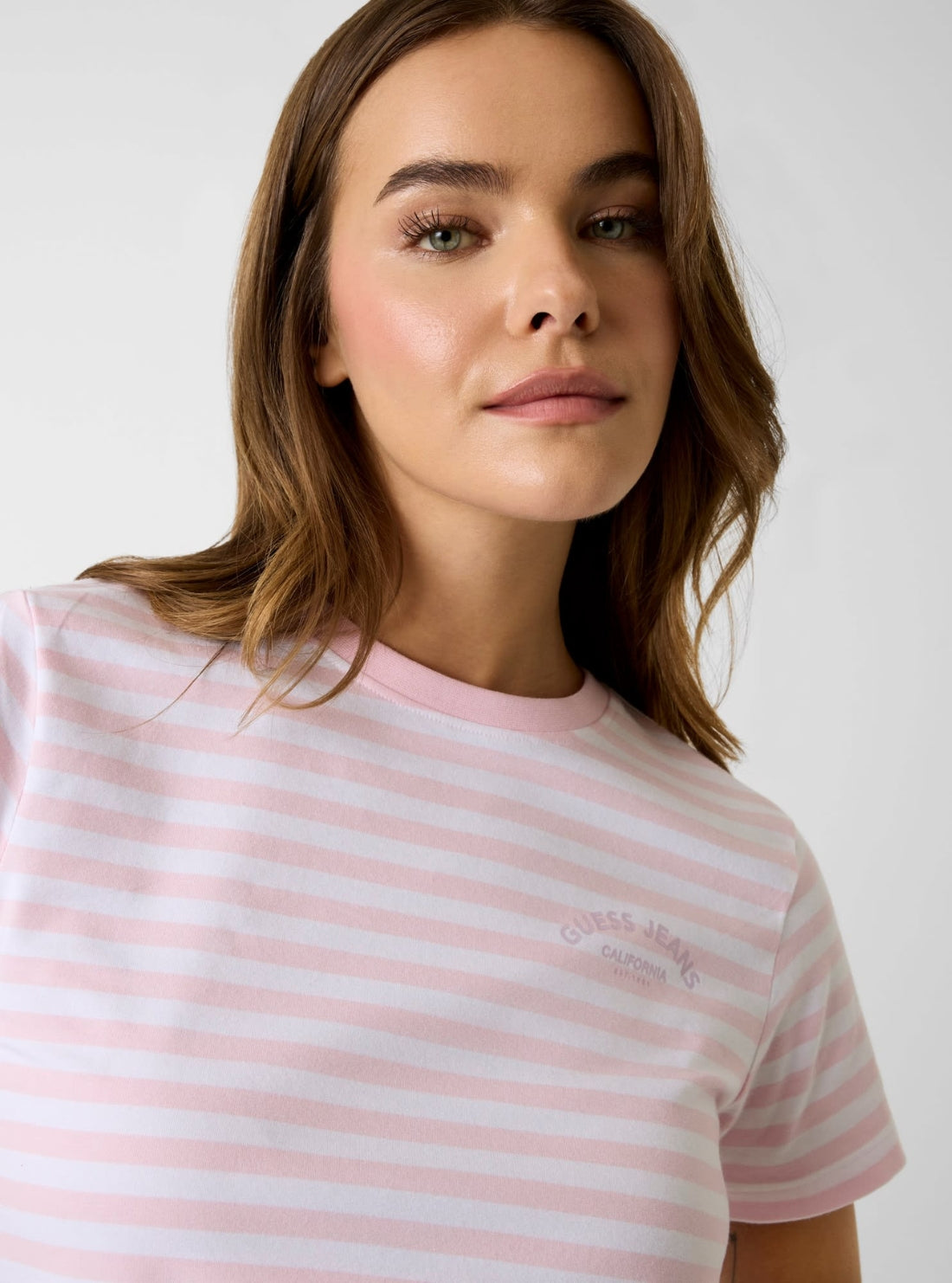 Guess Jeans Eco Purple White Striped T-Shirt W6GI05KCIE1 Detail View