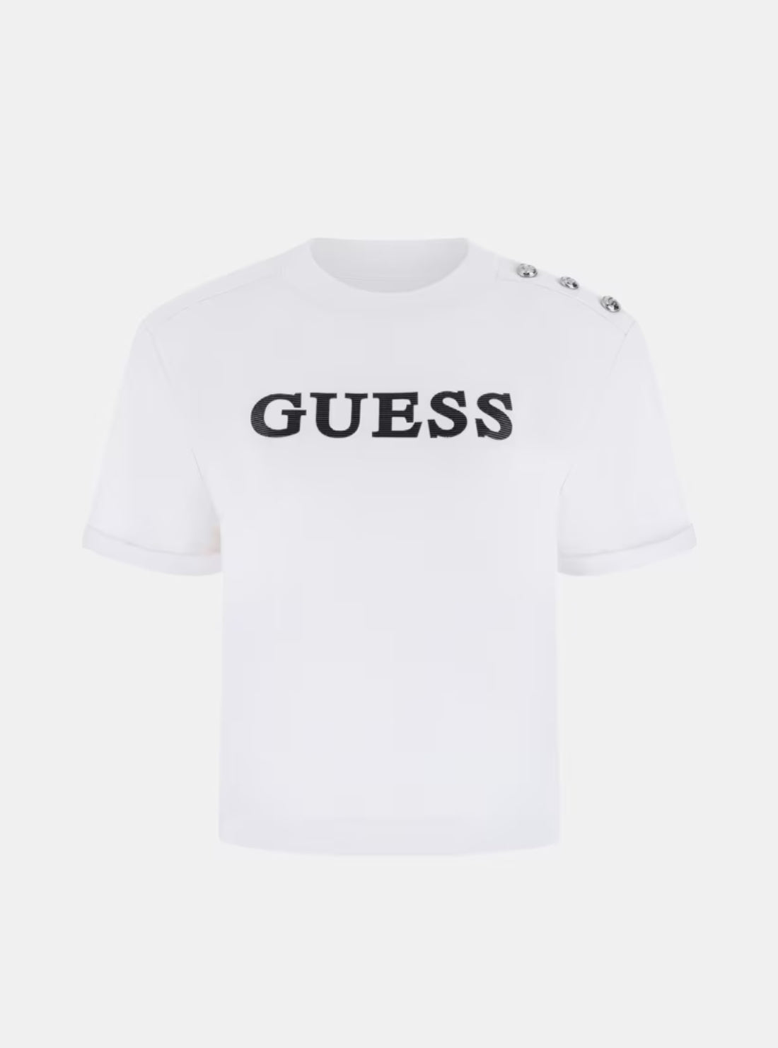 GUESS Womens White Marina Crop T-Shirt W6GI06K3018 Flatlay