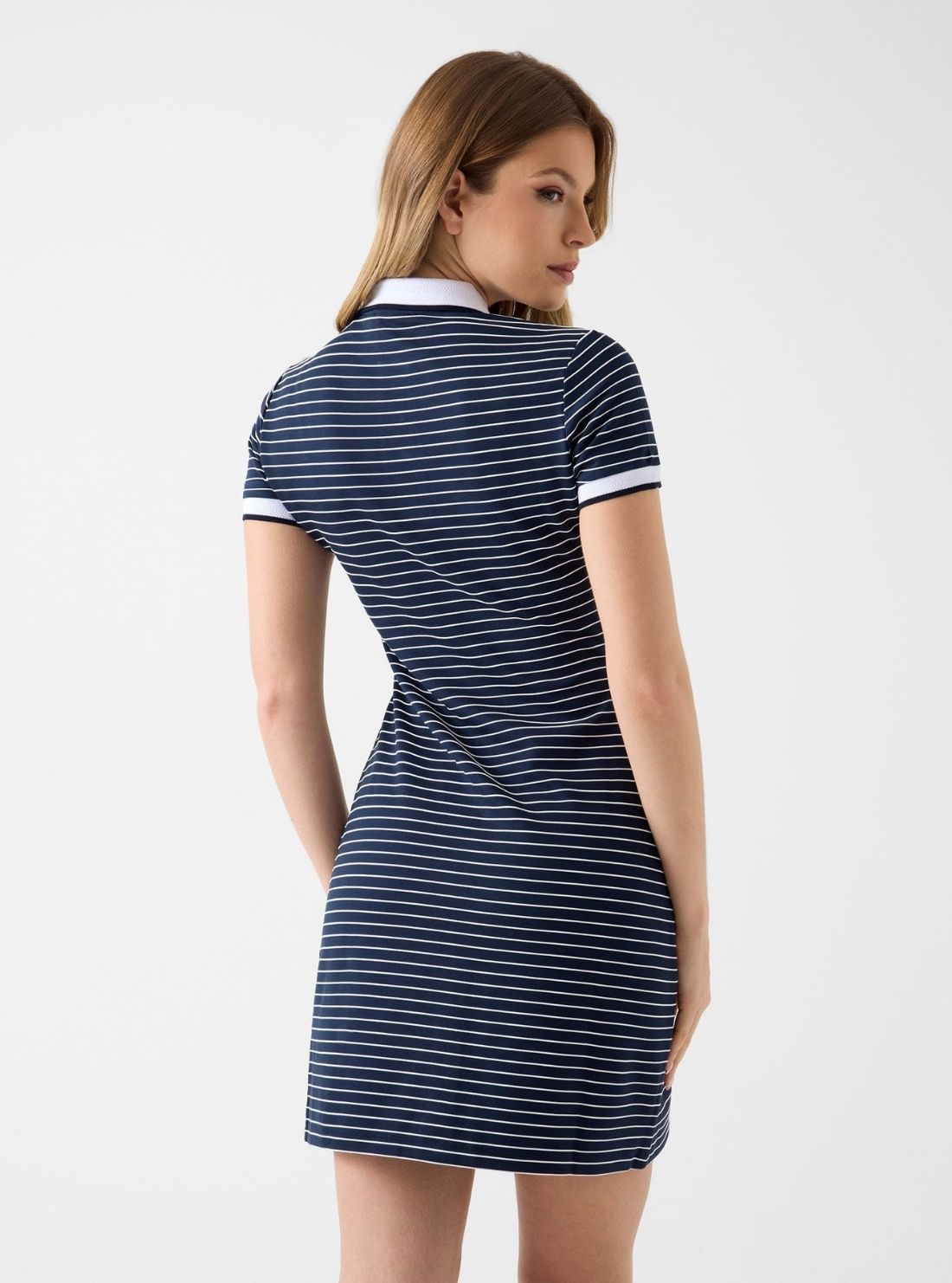 GUESS Womens Eco Blue Stripes Alphonsine Striped Dress W6GK14K2948 Back View