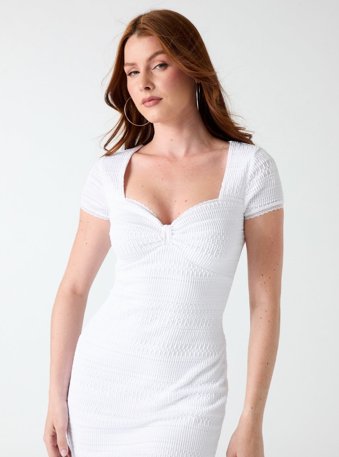 GUESS Womens Eco White Elisabette Mini Dress W6GK15K2950 Front View