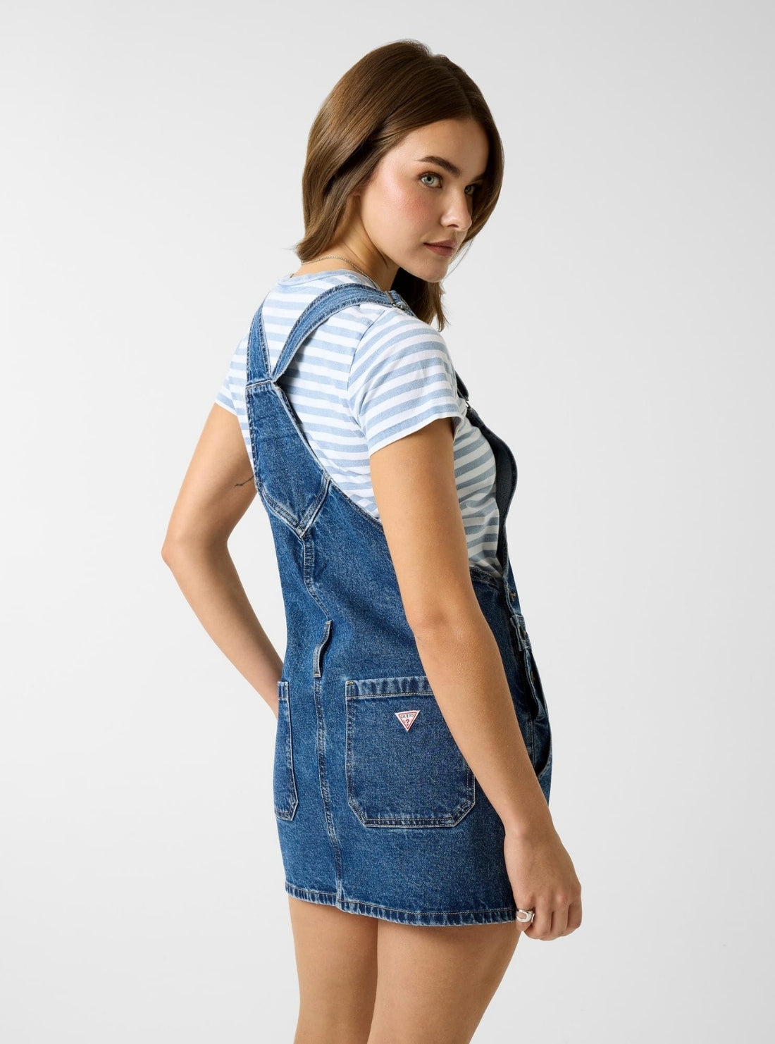 Guess Jeans Blue Overall Dress W6GK25D5M4O Back View
