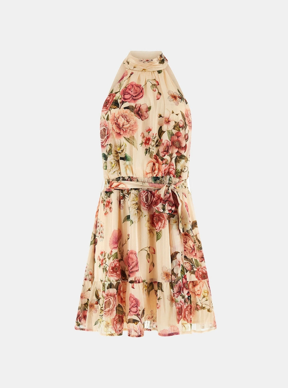 GUESS Womens Cosmic Peony Print Daniele Mini Dress W6GKAEW2555 Flatlay