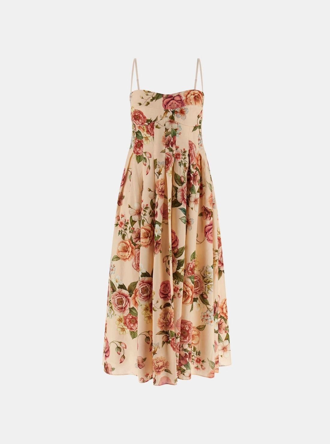 GUESS Womens Eco Peony Print Bria Linen Midi Dress W6GKAFW2558 Flatlay