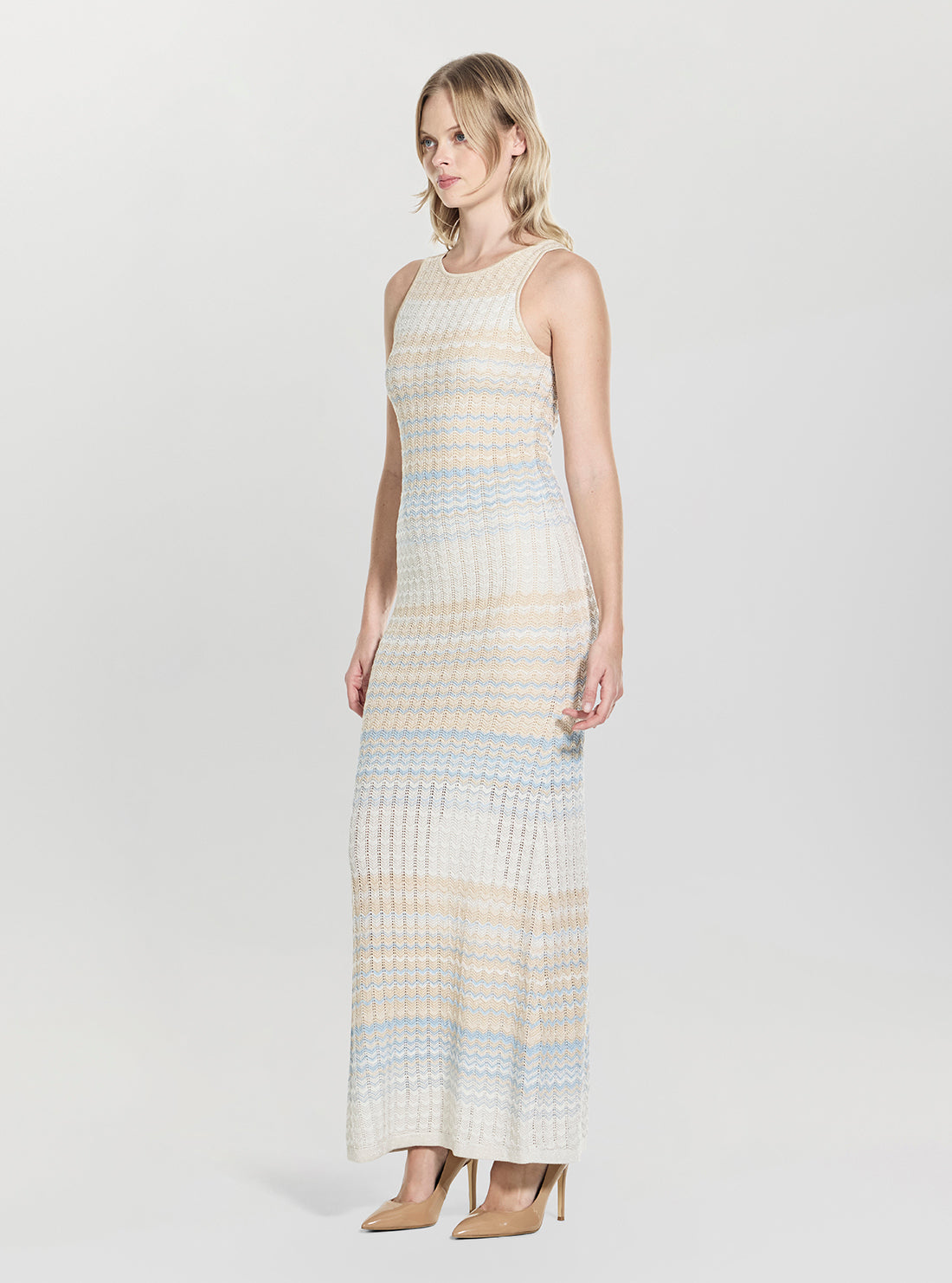 GUESS Womens Eco Multi Rosalyn Long Sweater Dress W6GKATZ0936 Side View