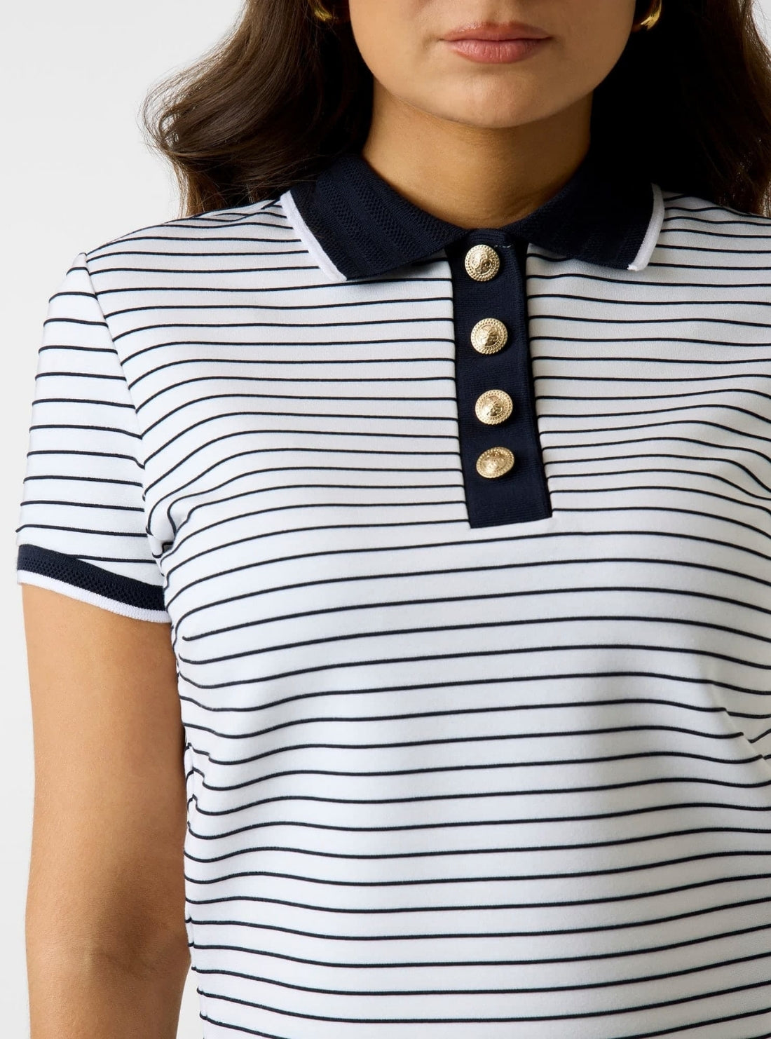 GUESS Womens Eco Multi Alphonsine Striped Polo Top W6GP17K2946 Detail View