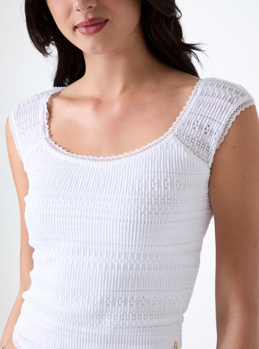 GUESS Womens White Elisabette Top W6GP19K2949 Detail View