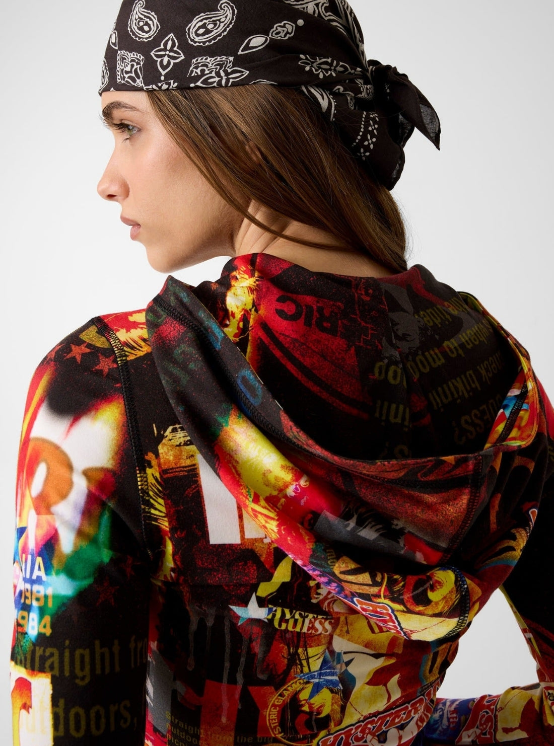 Guess Jeans Hysteric Glamour Fitted Printed Zip Hoodie W6GPB8K68D2 Back View
