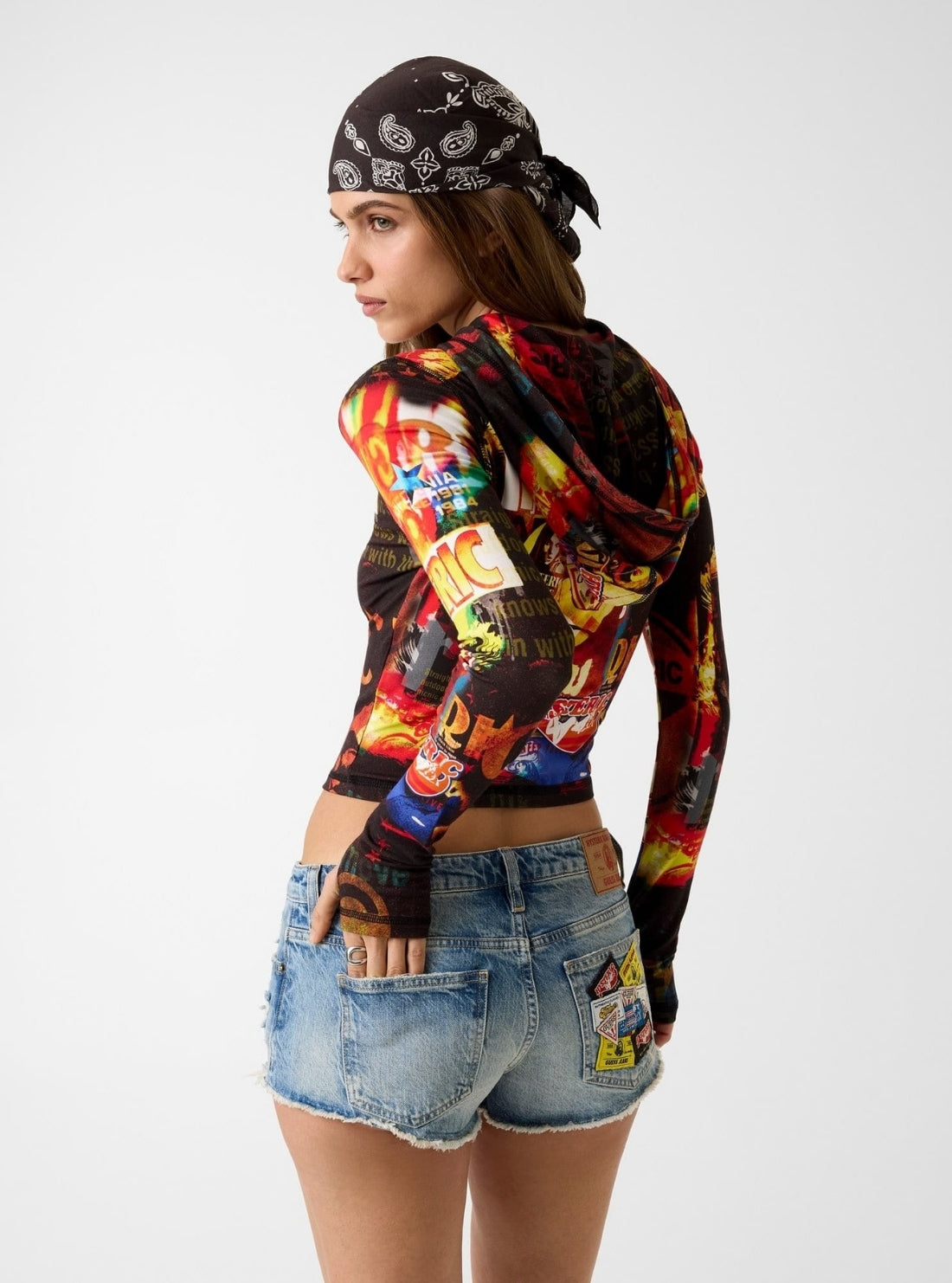 Guess Jeans Hysteric Glamour Fitted Printed Zip Hoodie W6GPB8K68D2 Back View