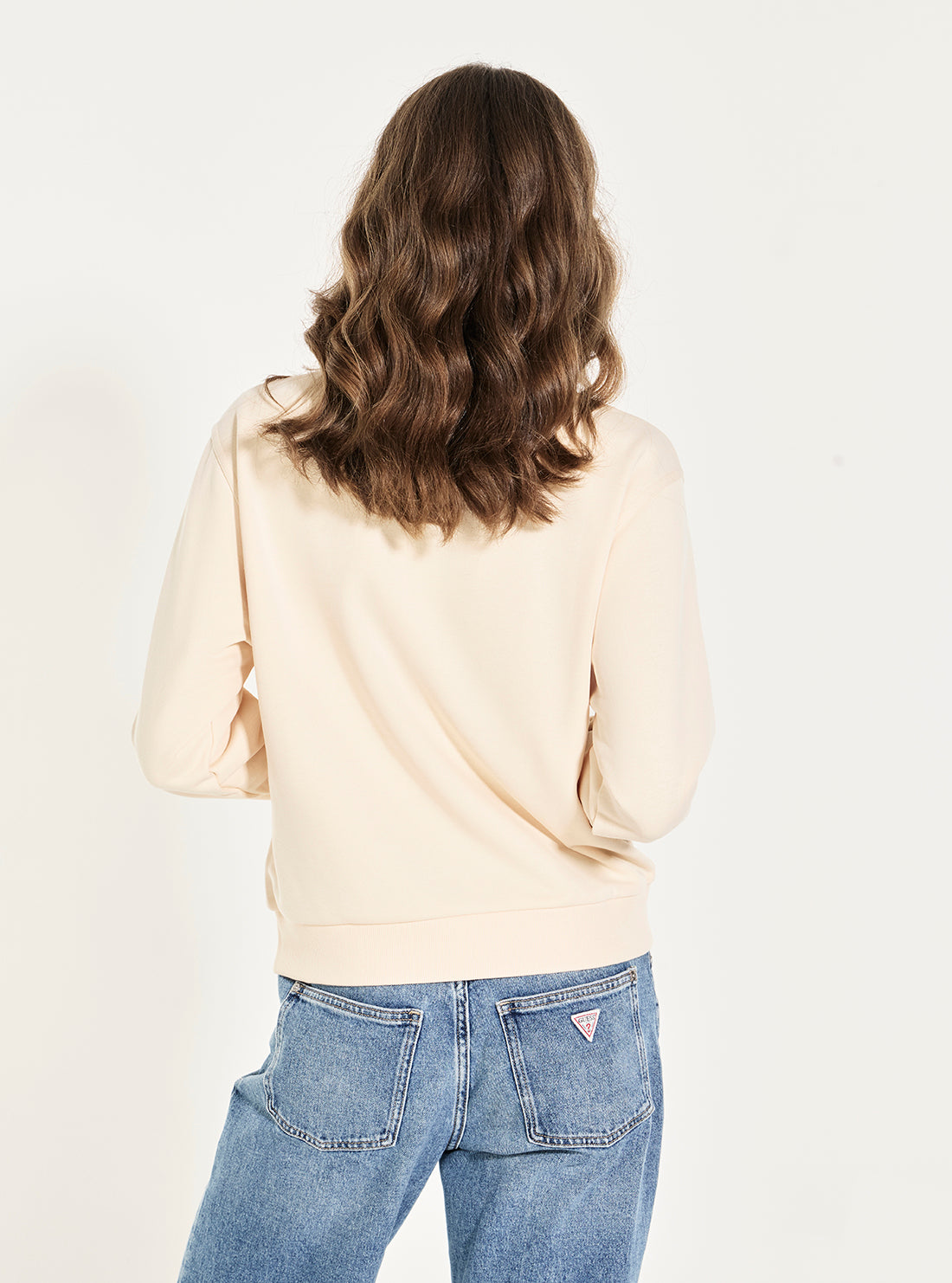 GUESSEco Vanilla Triangle Lace Sweatshirt W6GQ09K3183G Back View