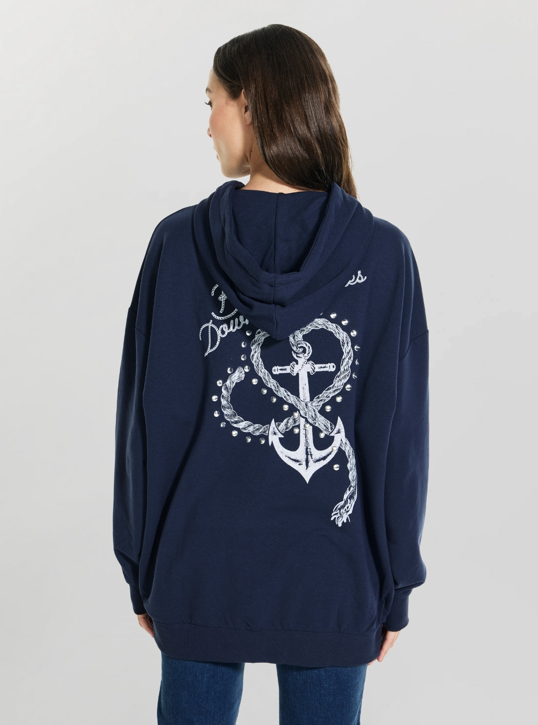 GUESS Womens Eco Blue Hooded Navy Sweatshirt W6GQ13K3609 Back View