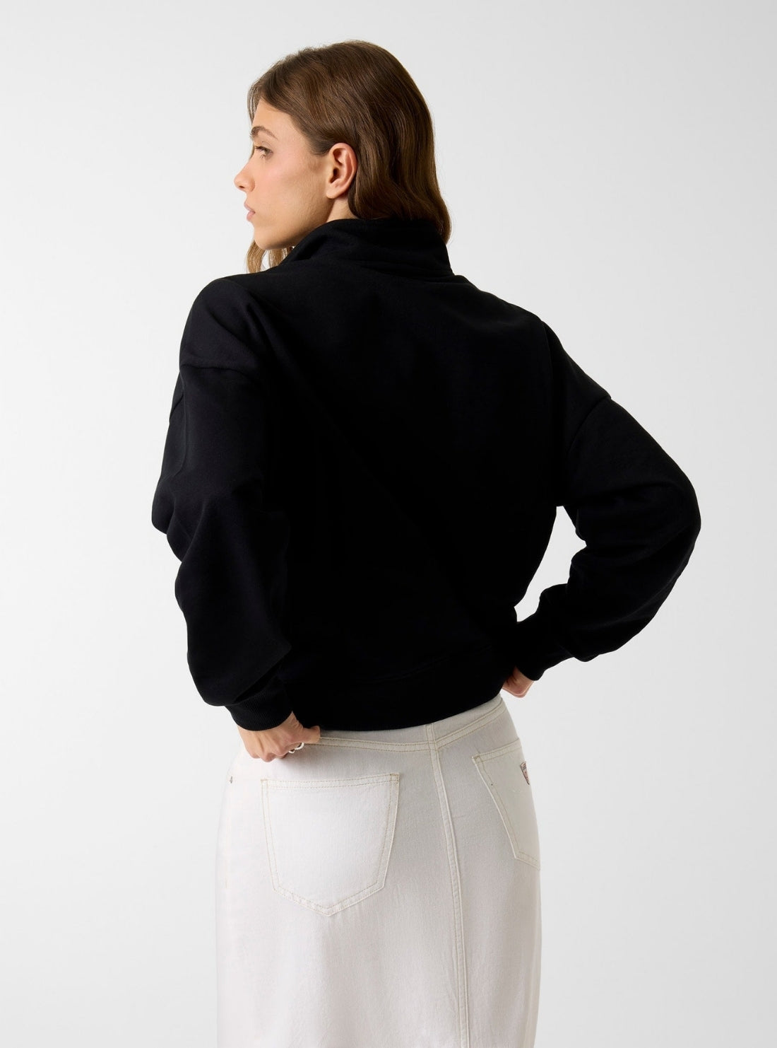 Guess Jeans Black Oversized Half Zip Sweatshirt W6GQA9K68I4 Back View