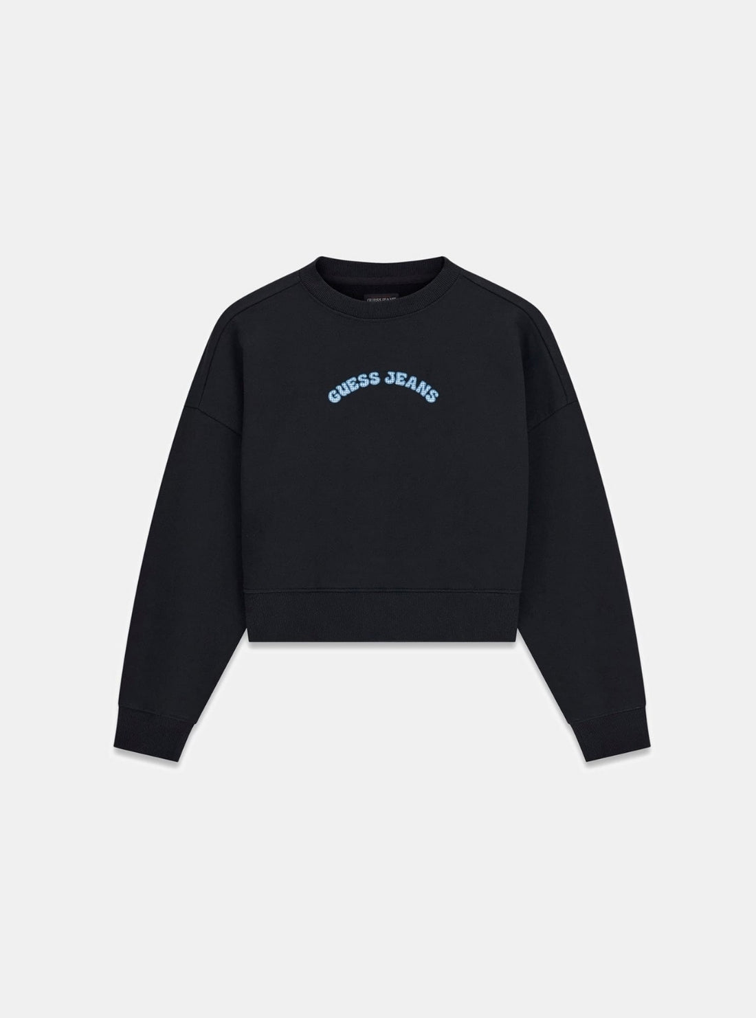 Guess Jeans Black Cropped Logo Sweatshirt W6GQB0K68I4 Flatlay