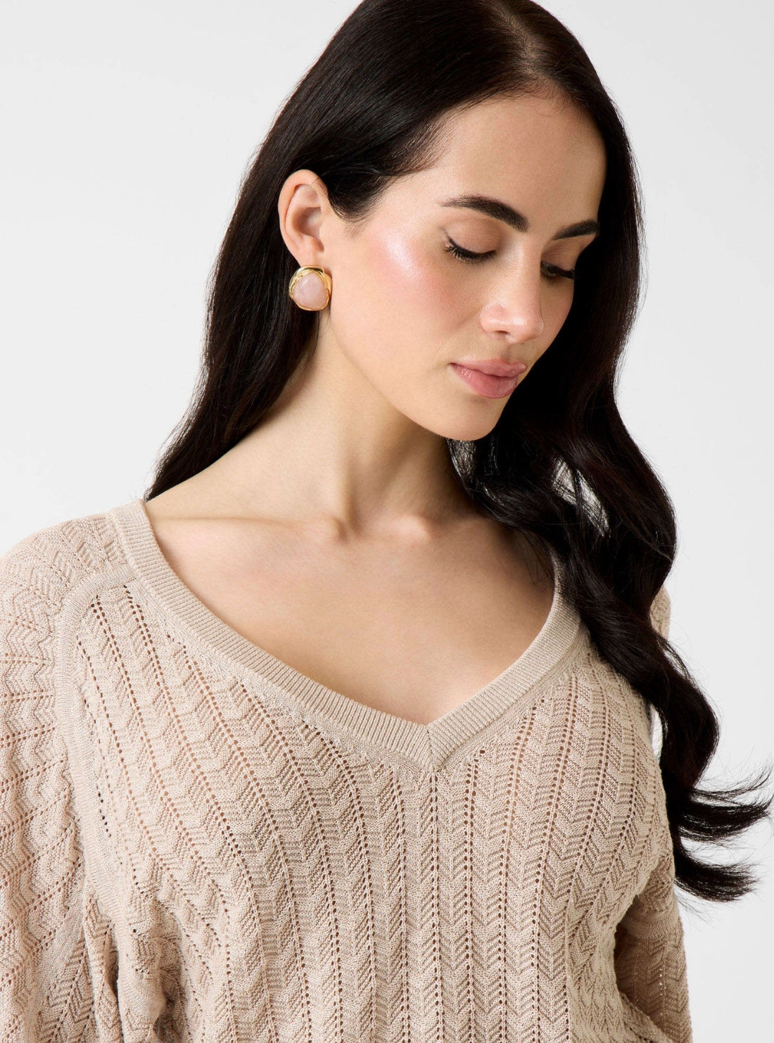 GUESS Womens Eco Beige Rosalyn Sweater W6GR06Z0586 Detail View