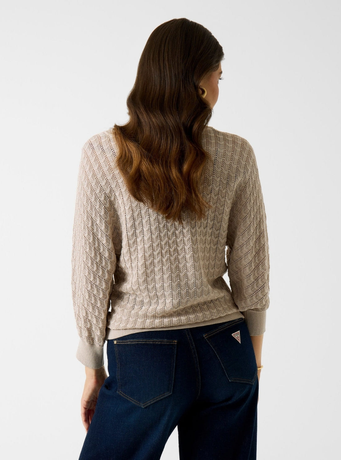 GUESS Womens Eco Beige Rosalyn Sweater W6GR06Z0586 Back View