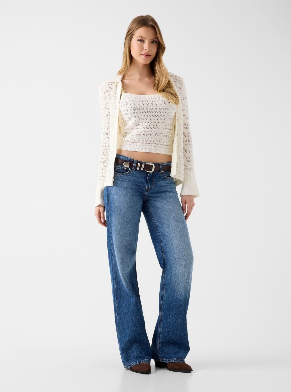 GUESS Womens Eco White River Tank Top Sweater W6GR11Z0593 Full View