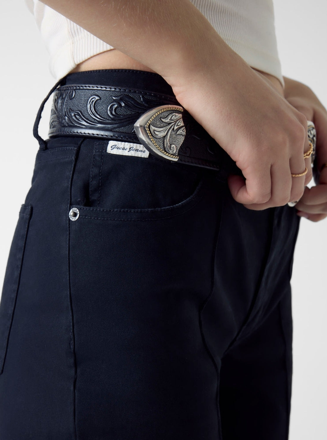 Guess Jeans Black High Rise Flare Jeans W6RA0RWJ051 Detail View