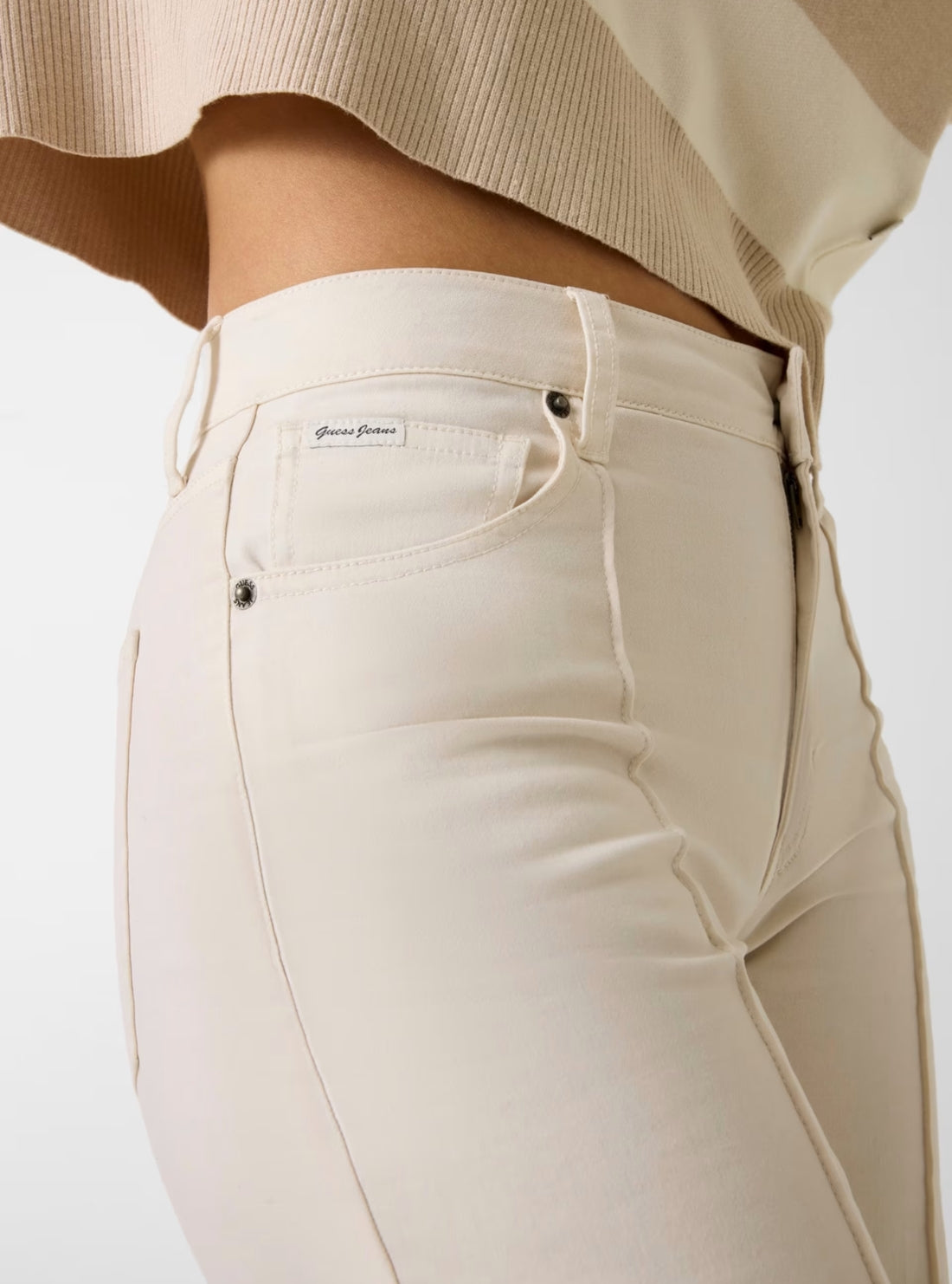 Guess Jeans Eco Beige High Rise Flare Jeans W6RA0RWJ051 Detail View
