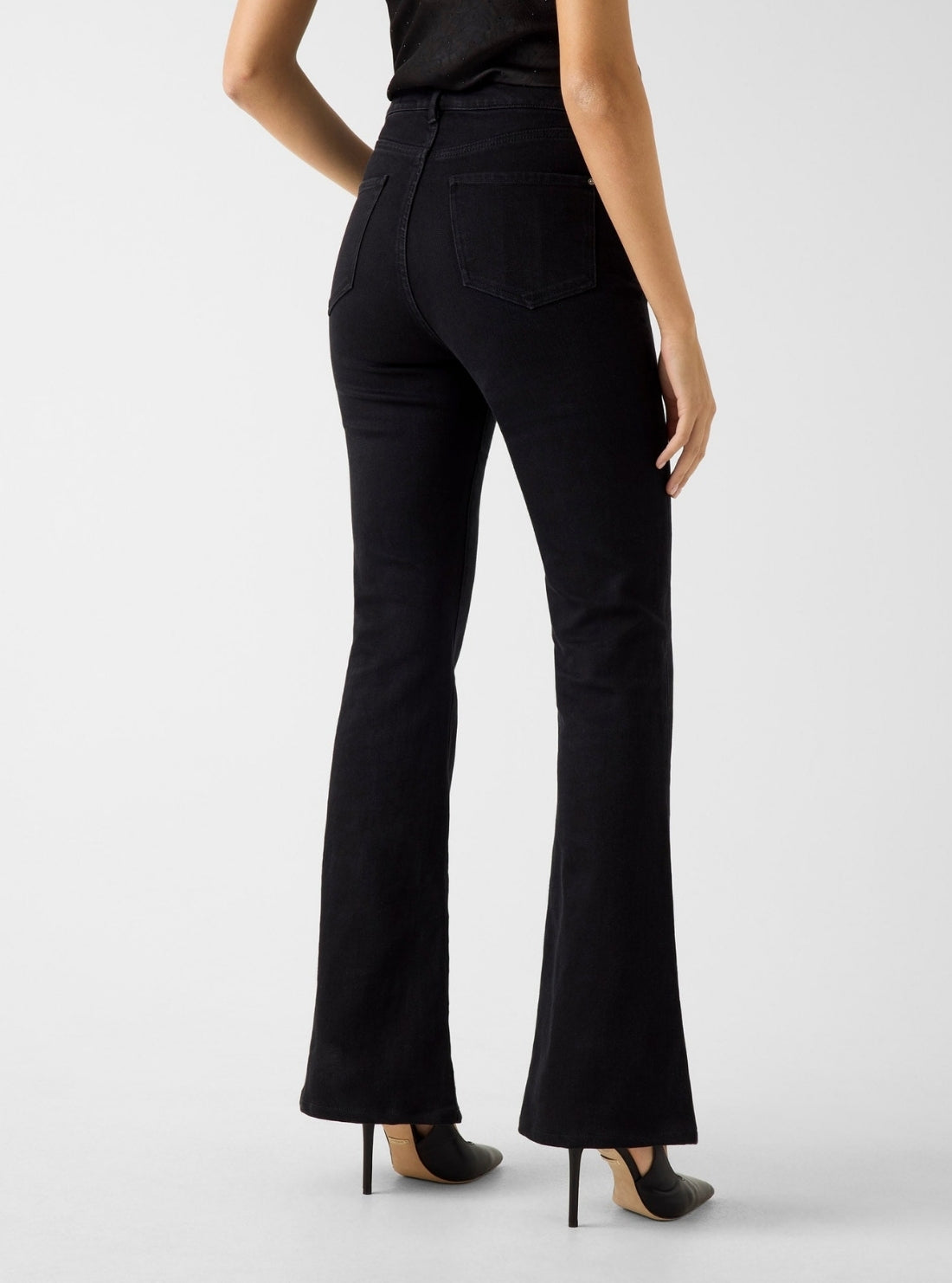 GUESS Womens Black Belle High-Rise Flare Jeans W6RA1QD7080 Back View