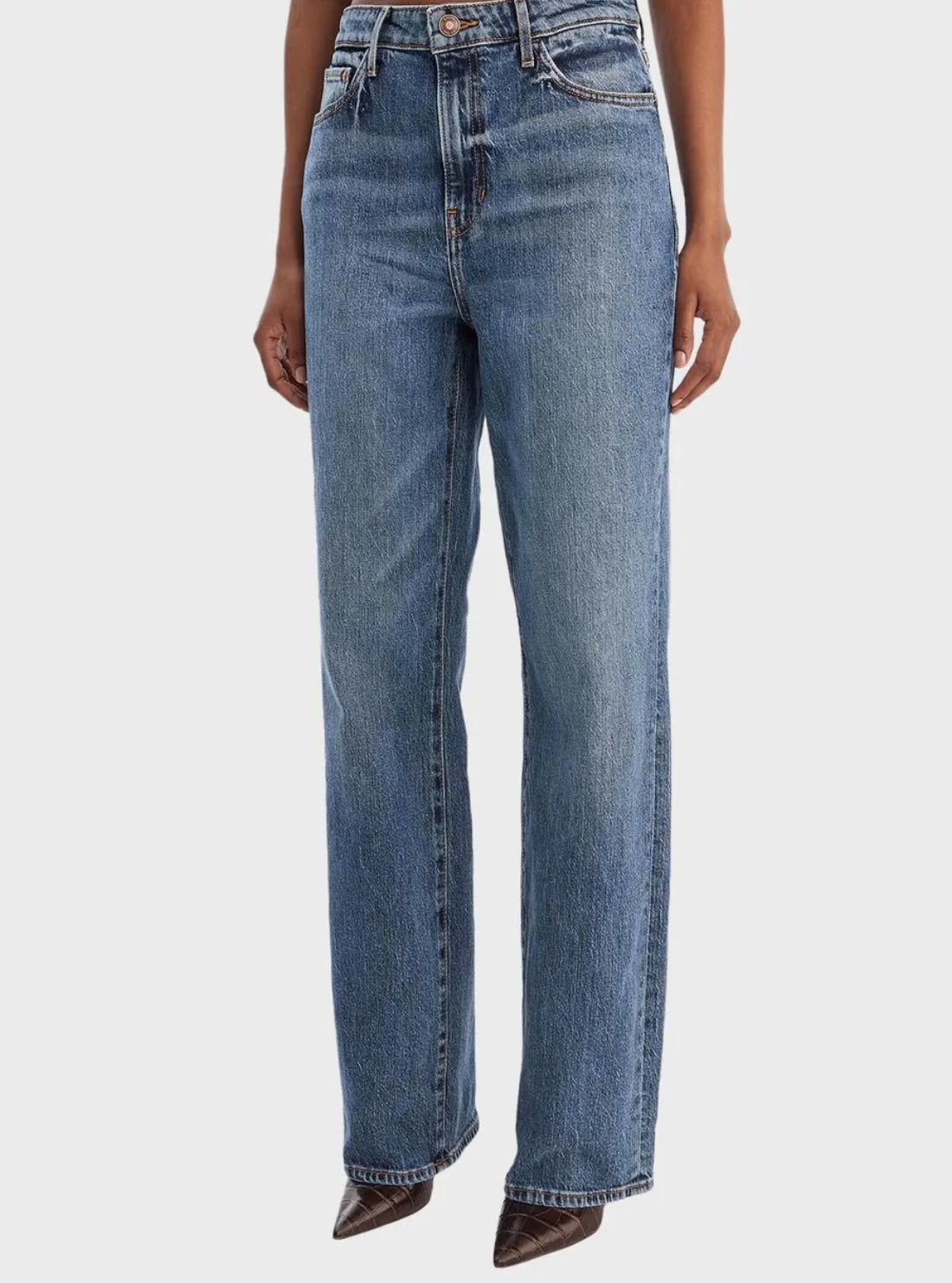 GUESS Womens High Rise Straight Jeans in Medium Wash W6RA3AD4K30 Front View