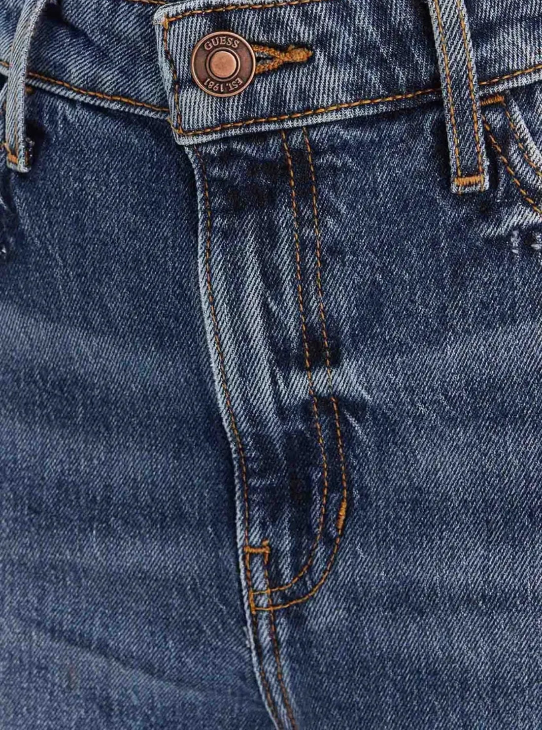 GUESS Womens High Rise Straight Jeans in Medium Wash W6RA3AD4K30 Detail View