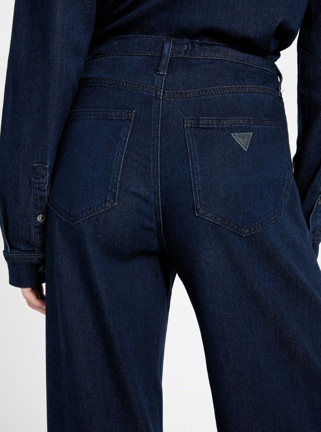 GUESS Womens Blue Blossom Wide Leg Lyocell Jeans W6RA3OD6980 Back View