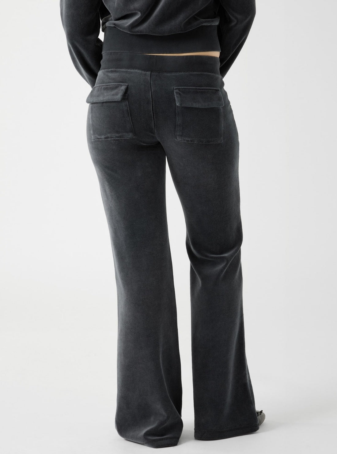 Guess Originals Eco Black Rhinestone Velour Sweatpants W6RB32KCUF1 Back View