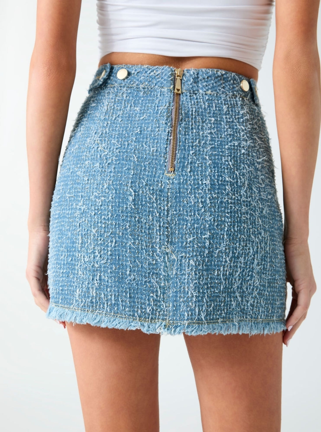GUESS Womens Blue Juliette Tweed Skirt W6RD0CD6871 Detail View