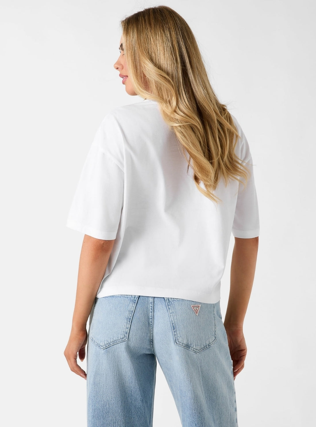 GUESS Womens White Chrome Bow New T-Shirt W6RI13K9RM1 Back View