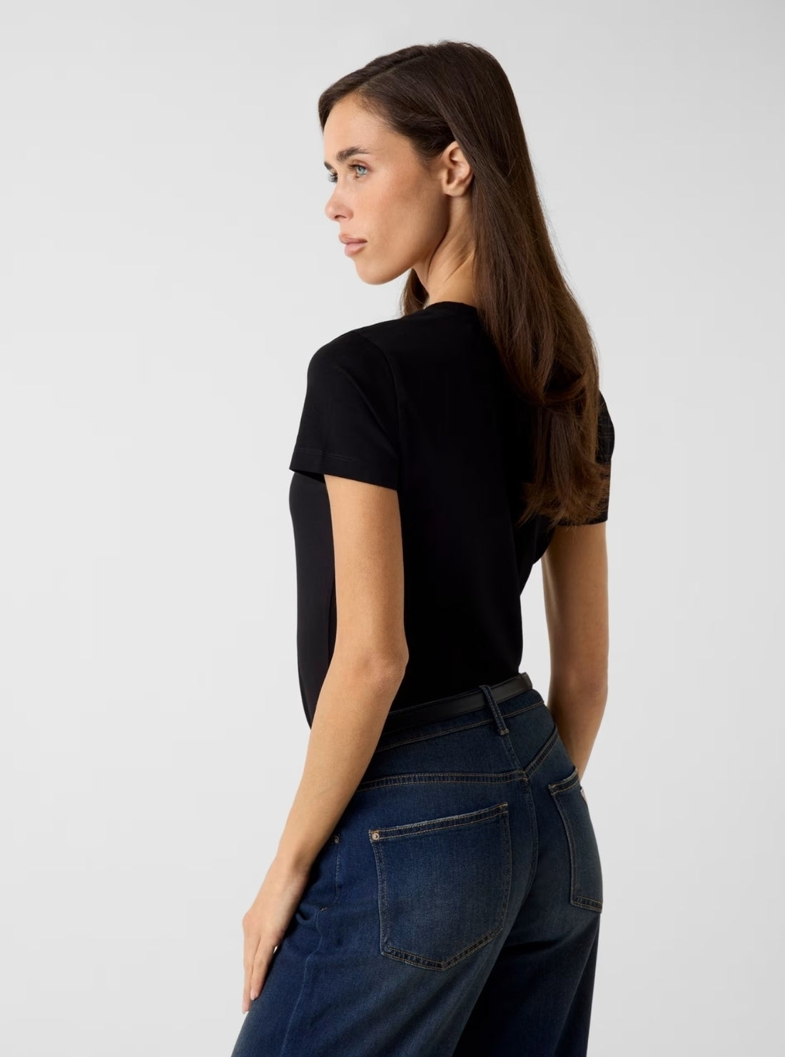 GUESS Womens Eco Black Leo Triangle T-Shirt W6RI32J1314 Back View