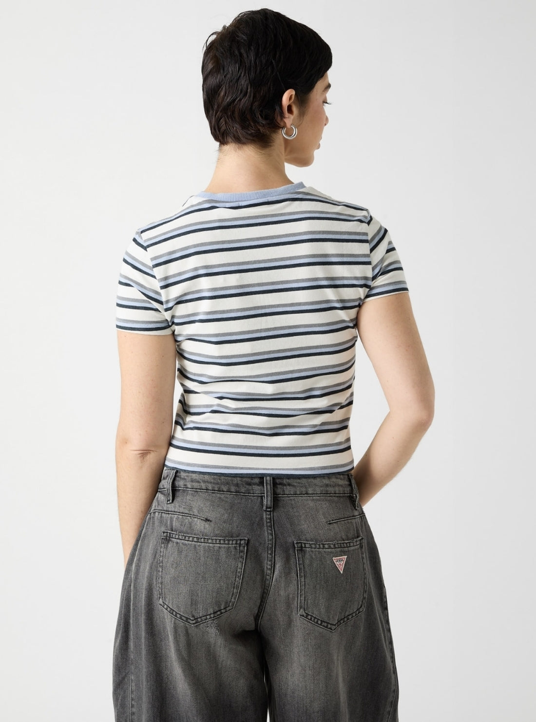 Guess Originals Eco Blue Vintage Stripe Baby T-Shirt W6RI41J1314 Back View