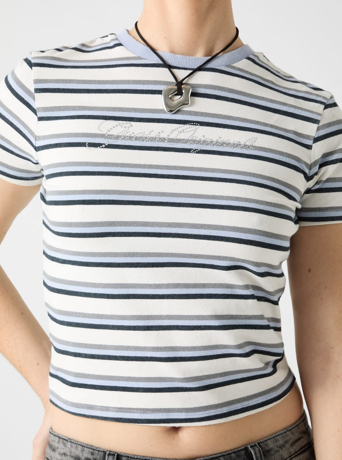 Guess Originals Eco Blue Vintage Stripe Baby T-Shirt W6RI41J1314 Detail View