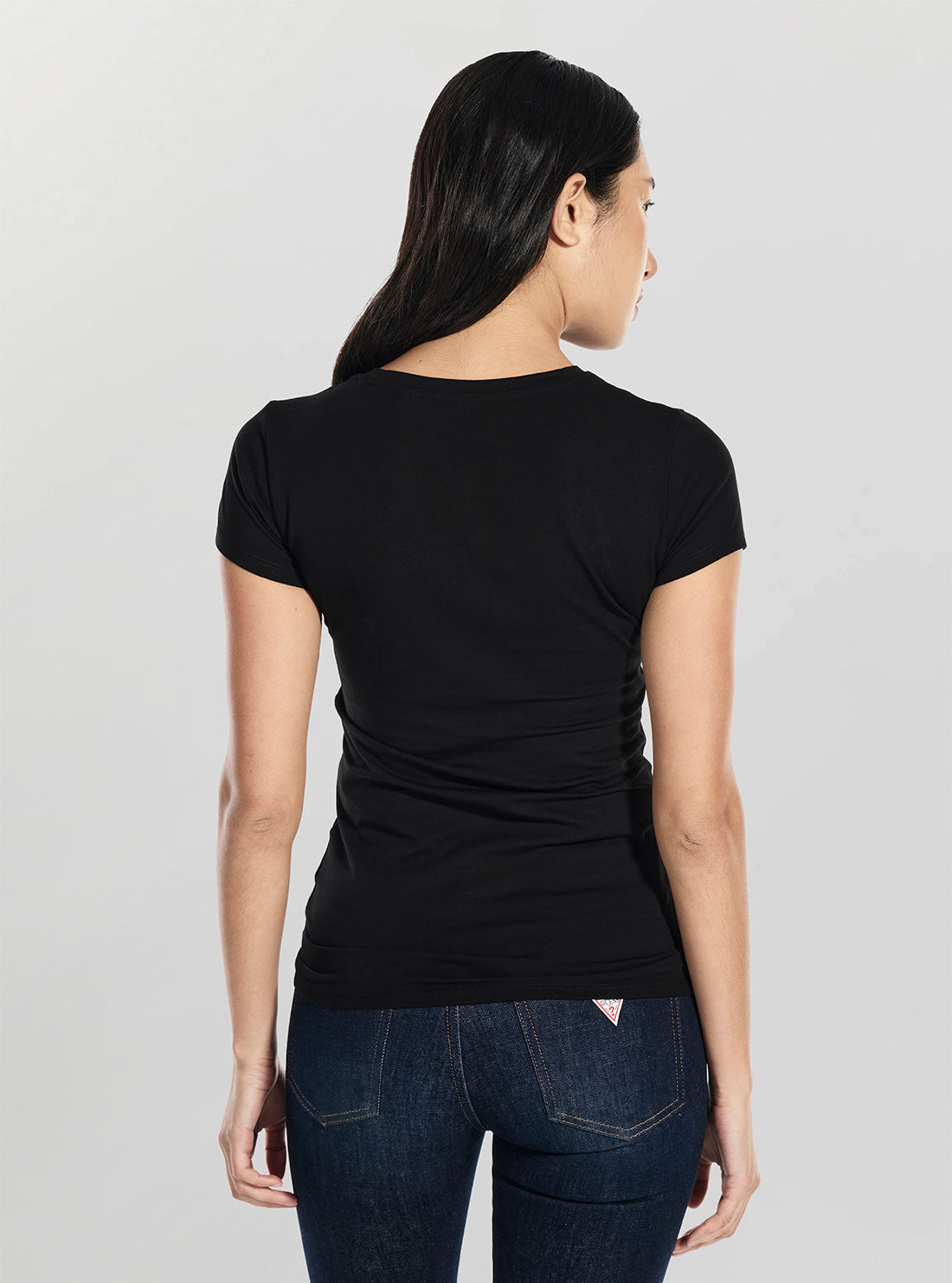 GUESS Womens Black Passion Blue Logo T-Shirt W6RI61KA0Q1 Back View